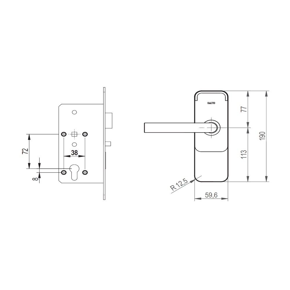 SALTO - Cover plate 059 (DIN 72) for XS4 Mini