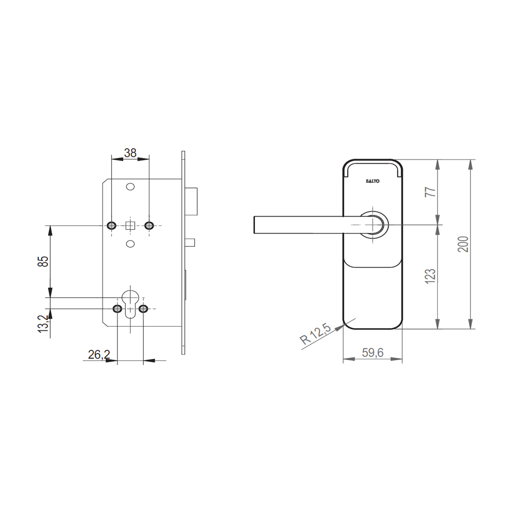 SALTO - Cover plate 059 (DIN 72) for XS4 Mini