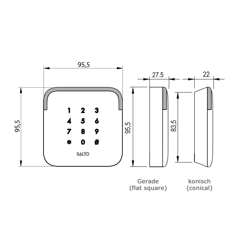 SALTO - XS4 2.0 wall reader Proximity - with keypad